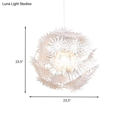 Dandelion Modern Bedroom Pendant: White Acrylic Hanging Light Kit - 1-Bulb, 19"/23.5" Wide"