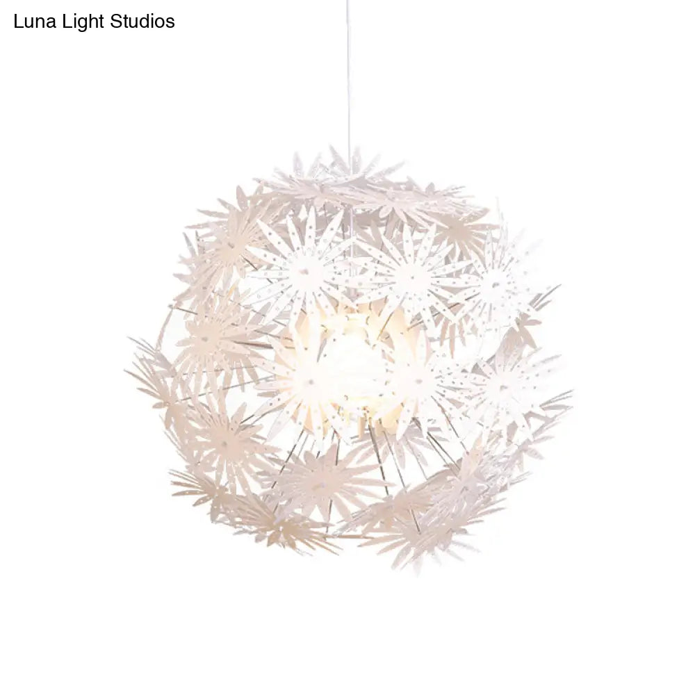 Dandelion Modern Bedroom Pendant: White Acrylic Hanging Light Kit - 1-Bulb, 19"/23.5" Wide"