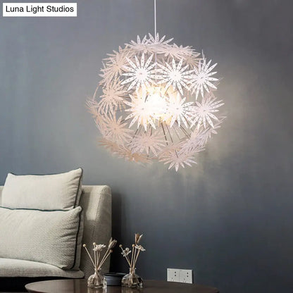 Dandelion Modern Bedroom Pendant: White Acrylic Hanging Light Kit - 1-Bulb, 19"/23.5" Wide"