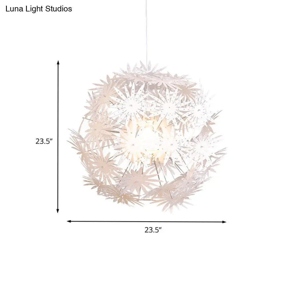 Dandelion Modern Bedroom Pendant: White Acrylic Hanging Light Kit - 1-Bulb, 19"/23.5" Wide"