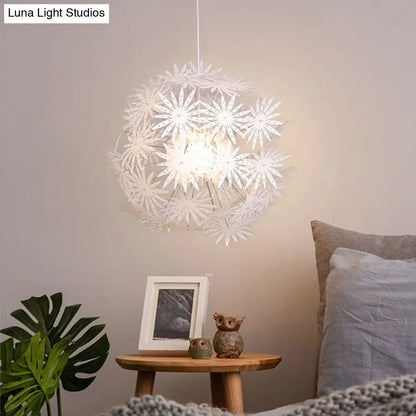 Dandelion Modern Bedroom Pendant: White Acrylic Hanging Light Kit - 1-Bulb, 19"/23.5" Wide"