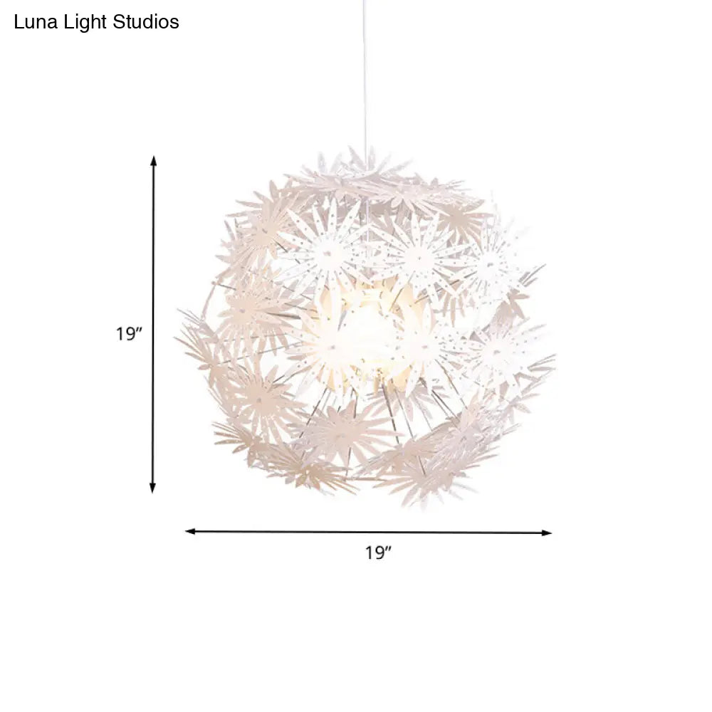 Dandelion Modern Bedroom Pendant: White Acrylic Hanging Light Kit - 1-Bulb, 19"/23.5" Wide"