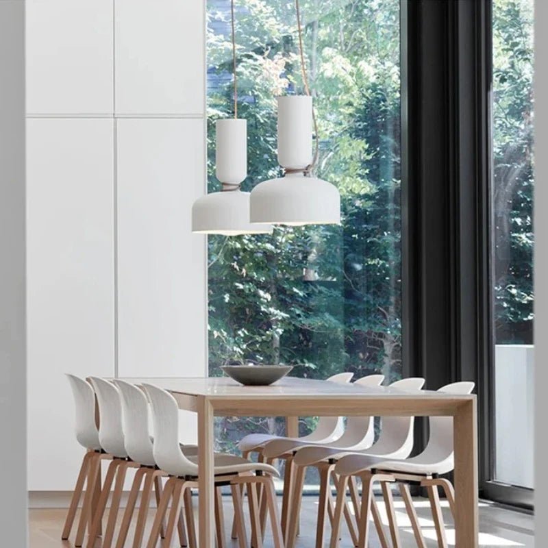 Danish Art Wrought Iron Pendant Light in Black or White - Decorbites
