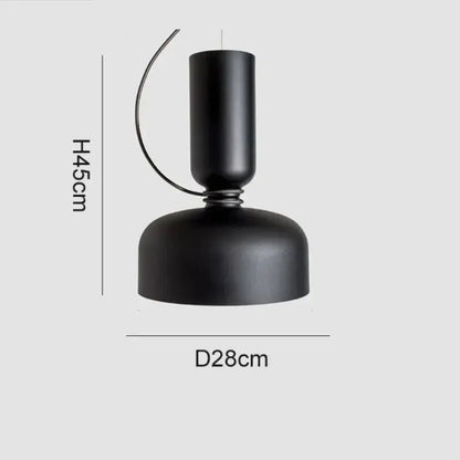 Black matte wrought iron pendant light with cylindrical top and rounded dome shade for kitchen cord pendant use