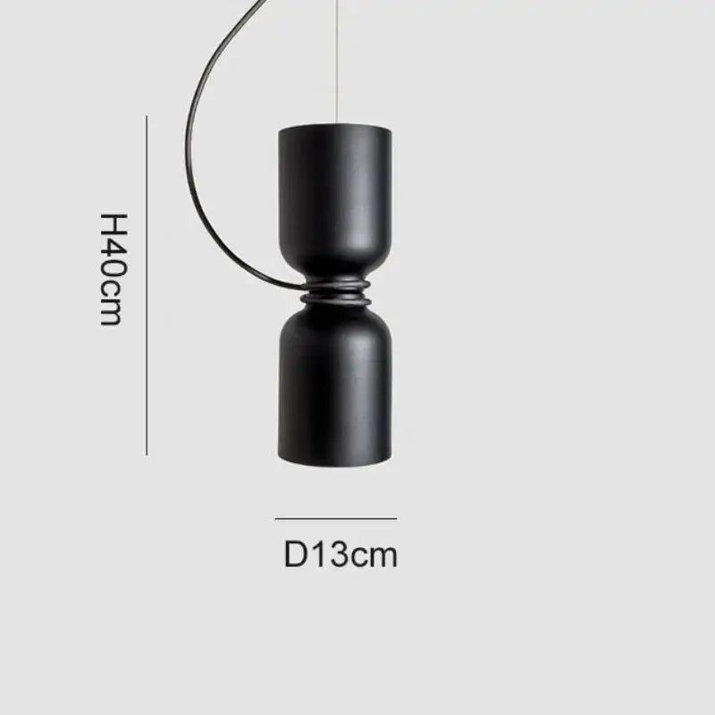 Black matte Danish wrought iron pendant light with ceramic sections and led bulb for modern kitchen use