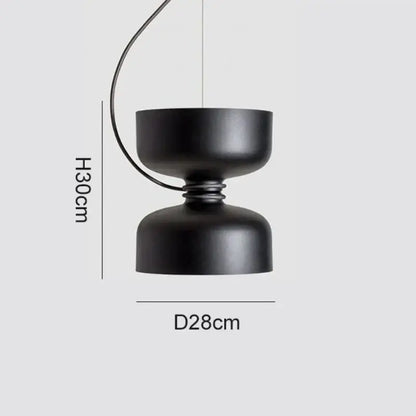 Black matte wrought iron pendant light with dual bowl-shaped shades and led bulb for modern kitchen use