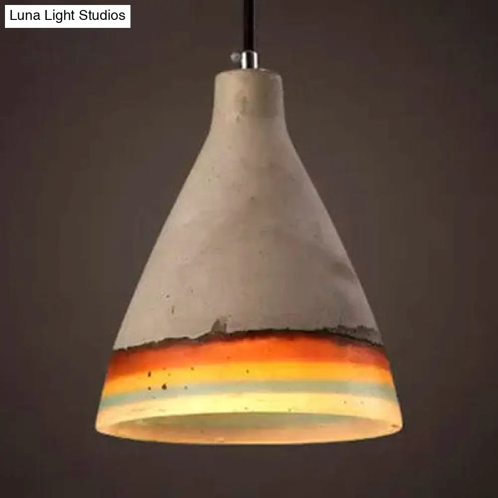 DecorBites™ Dark Blue/Light Blue/Orange Conic Pendant Light Antique Style Cement 1 Head Restaurant Hanging Light Fixture