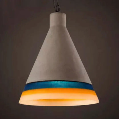 DecorBites™ Dark Blue/Light Blue/Orange Conic Pendant Light Antique Style Cement 1 Head Restaurant Hanging Light Fixture
