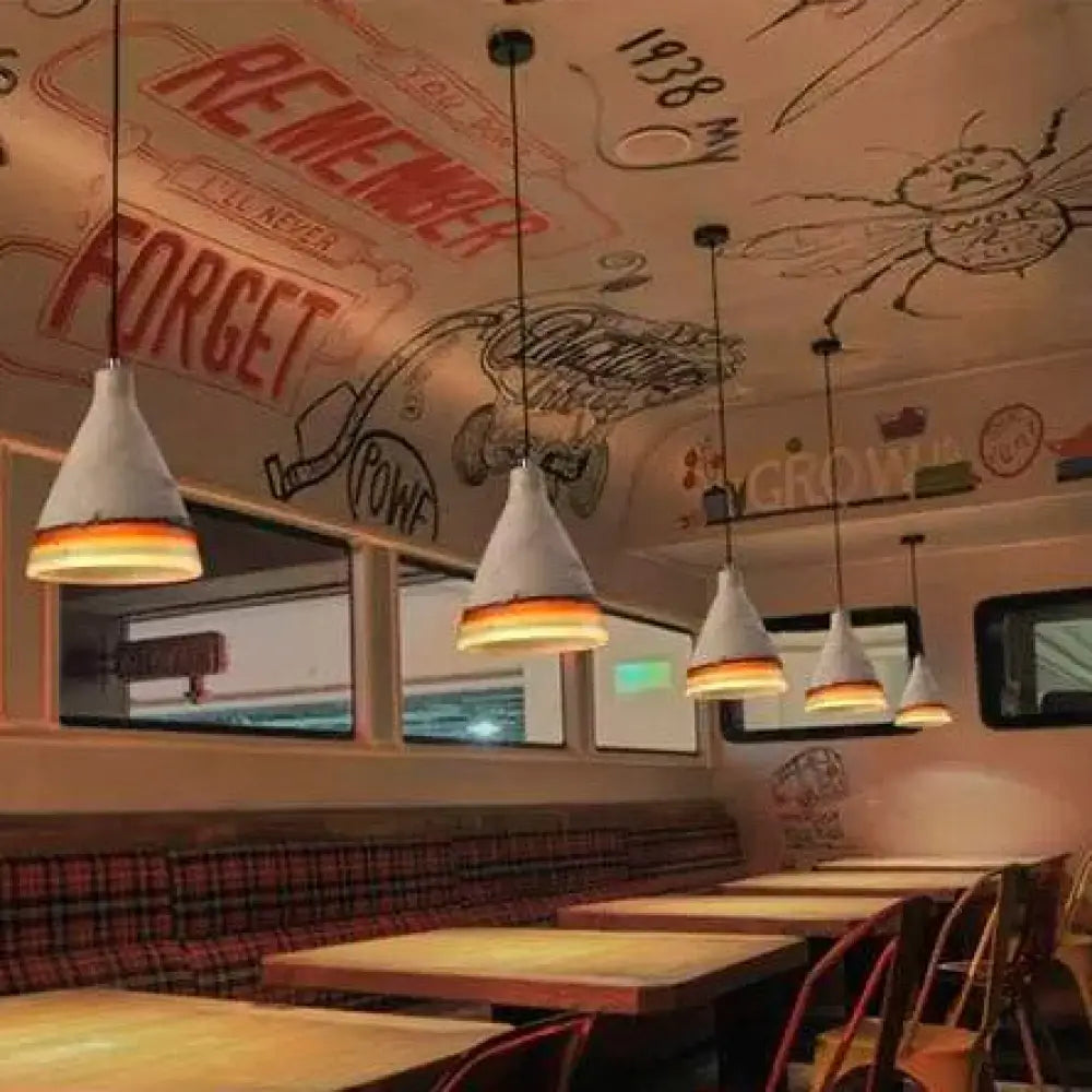 DecorBites™ Dark Blue/Light Blue/Orange Conic Pendant Light Antique Style Cement 1 Head Restaurant Hanging Light Fixture