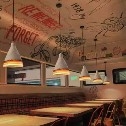 DecorBites™ Dark Blue/Light Blue/Orange Conic Pendant Light Antique Style Cement 1 Head Restaurant Hanging Light Fixture