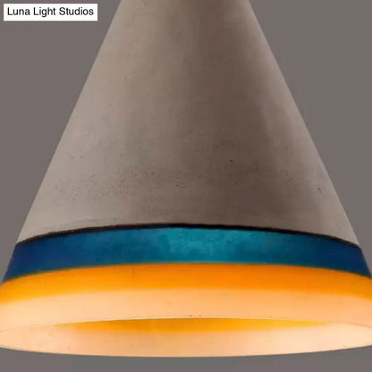 DecorBites™ Dark Blue/Light Blue/Orange Conic Pendant Light Antique Style Cement 1 Head Restaurant Hanging Light Fixture