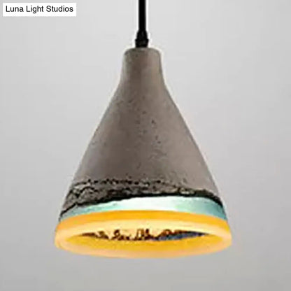 DecorBites™ Dark Blue/Light Blue/Orange Conic Pendant Light Antique Style Cement 1 Head Restaurant Hanging Light Fixture