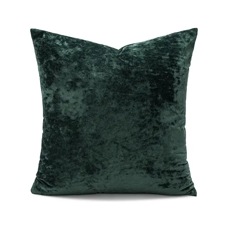 Deep emerald green dark grain velvet pillow cover with plush textured surface for decorbites dark grain living room decor