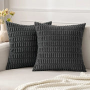 Dark gray ribbed corduroy pillow cover with textured fabric finish for living room cushion decorbites corduroy striped design