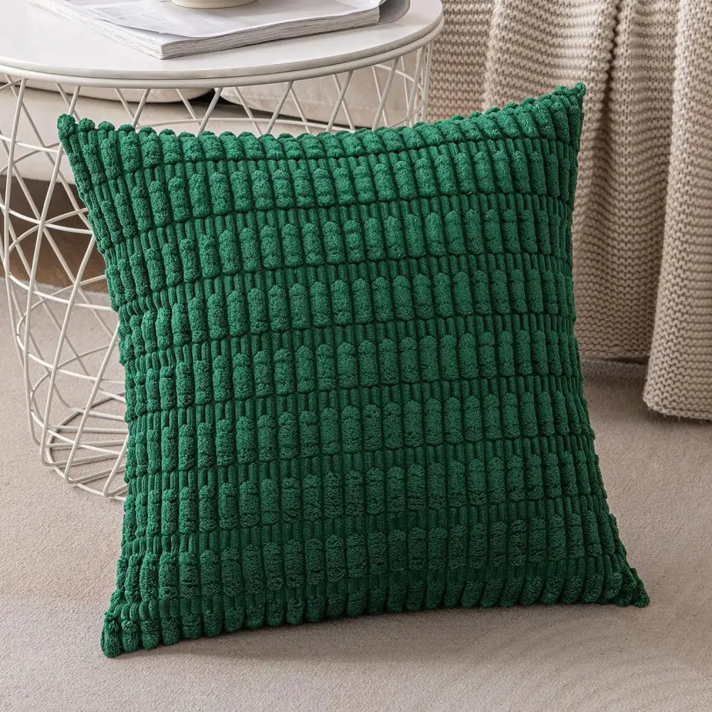 A dark gray ribbed corduroy pillow cover cushion cover by decorbites with a textured striped pattern for living room decor