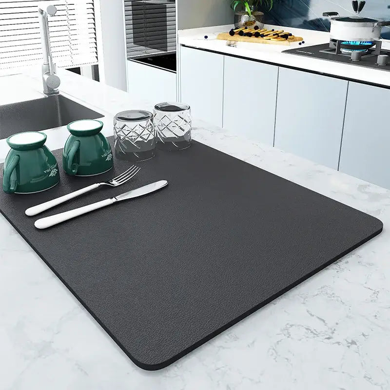 Dark gray textured silicone decorbites coffee mat absorbent and durable kitchen drying coffee mat