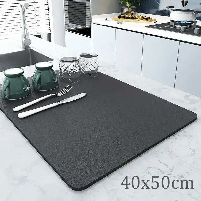 Dark gray textured silicone decorbites coffee mat 40x50cm absorbent kitchen drying mat for coffee mat use