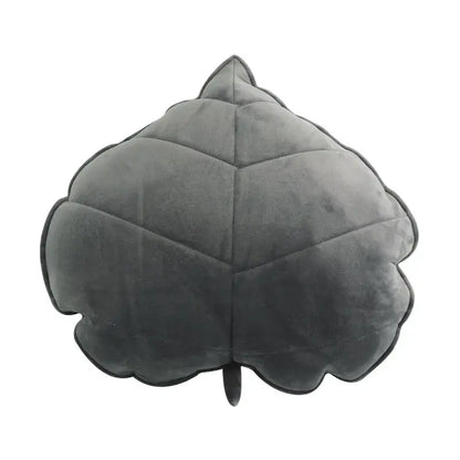 Dark gray plush velour decorbites 3d leaf throw pillow with stitched vein patterns for soft bedroom decorbites 3d leaf throw