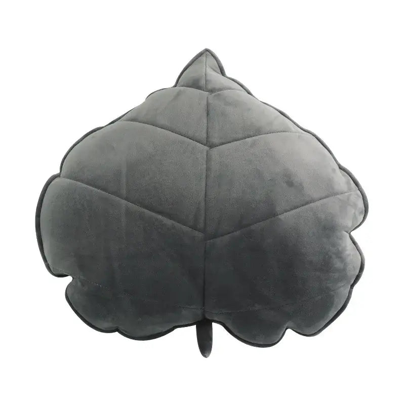 Dark gray plush velour decorbites 3d leaf throw pillow with stitched vein patterns for soft bedroom decorbites 3d leaf throw