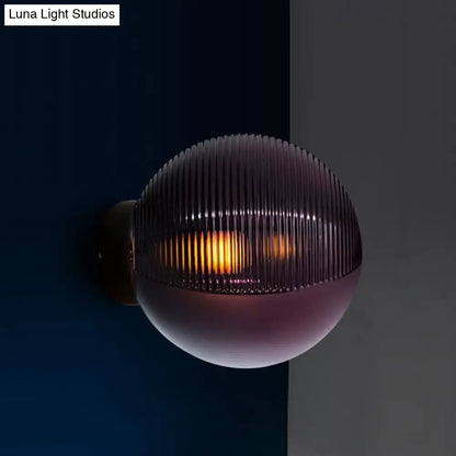 DecorBites™ DecorBites™ Dark Purple Glass Wall Sconce Lamp - Modern 1-Light Mount Lighting for Global Living Rooms