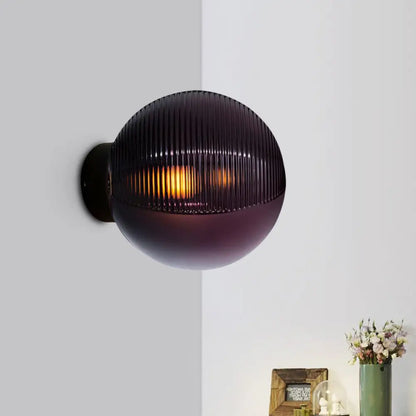 DecorBites™ DecorBites™ Dark Purple Glass Wall Sconce Lamp - Modern 1-Light Mount Lighting for Global Living Rooms