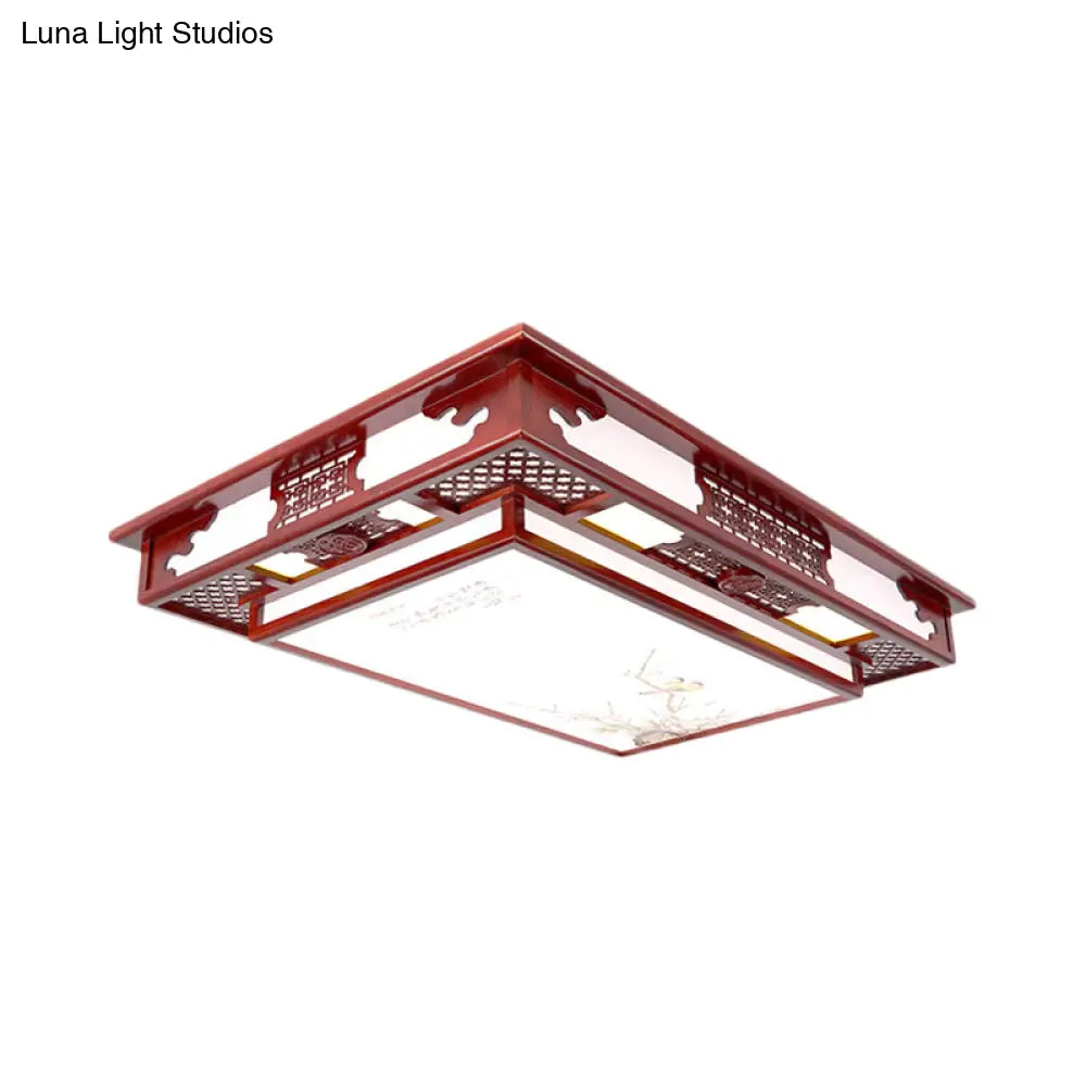 DecorBites™ DecorBites™ Dark Red LED Flush Mount Ceiling Lamp with Stylish Floral Design for Living Room