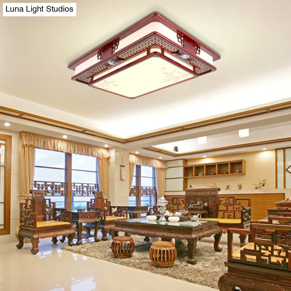 DecorBites™ DecorBites™ Dark Red LED Flush Mount Ceiling Lamp with Stylish Floral Design for Living Room