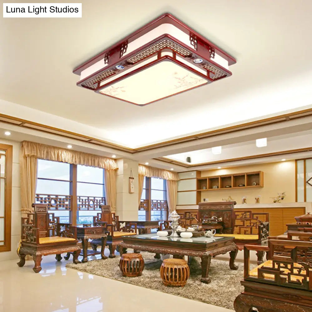 DecorBites™ DecorBites™ Dark Red LED Flush Mount Ceiling Lamp with Stylish Floral Design for Living Room