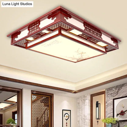 DecorBites™ DecorBites™ Dark Red LED Flush Mount Ceiling Lamp with Stylish Floral Design for Living Room