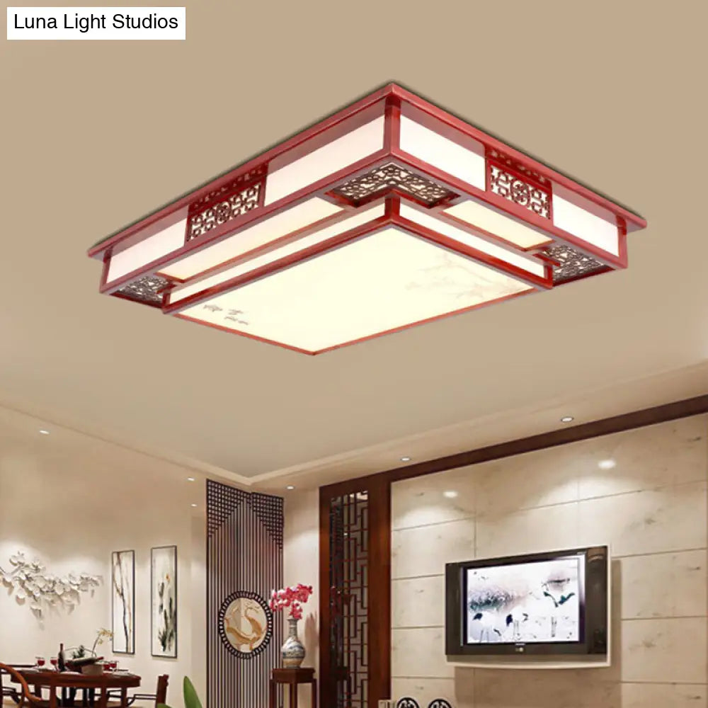 DecorBites™ DecorBites™ Dark Red LED Flush Mount Ceiling Lamp with Stylish Floral Design for Living Room