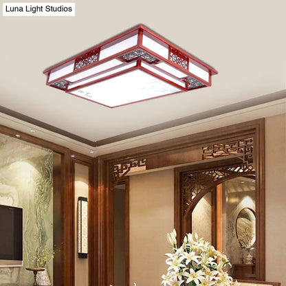 DecorBites™ DecorBites™ Dark Red LED Flush Mount Ceiling Lamp with Stylish Floral Design for Living Room