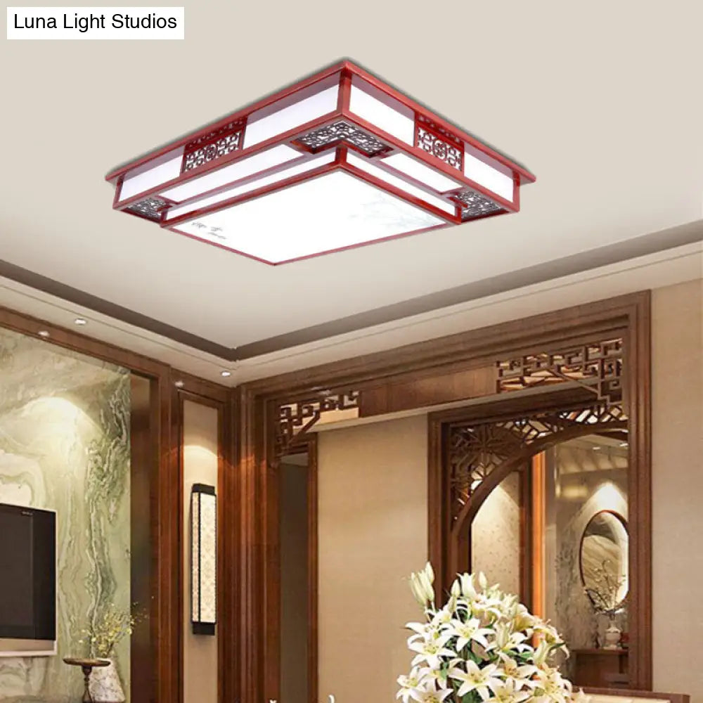DecorBites™ DecorBites™ Dark Red LED Flush Mount Ceiling Lamp with Stylish Floral Design for Living Room