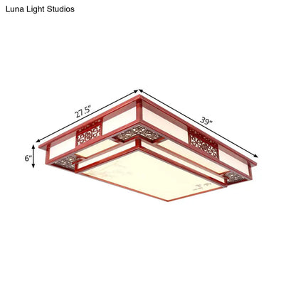 DecorBites™ DecorBites™ Dark Red LED Flush Mount Ceiling Lamp with Stylish Floral Design for Living Room