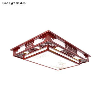 DecorBites™ DecorBites™ Dark Red LED Flush Mount Ceiling Lamp with Stylish Floral Design for Living Room