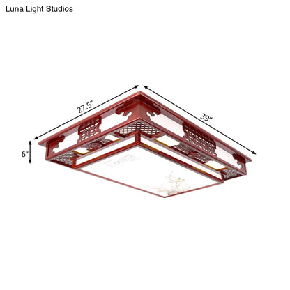 DecorBites™ DecorBites™ Dark Red LED Flush Mount Ceiling Lamp with Stylish Floral Design for Living Room