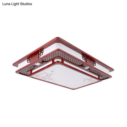 DecorBites™ DecorBites™ Dark Red LED Flush Mount Ceiling Lamp with Stylish Floral Design for Living Room