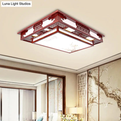 DecorBites™ DecorBites™ Dark Red LED Flush Mount Ceiling Lamp with Stylish Floral Design for Living Room