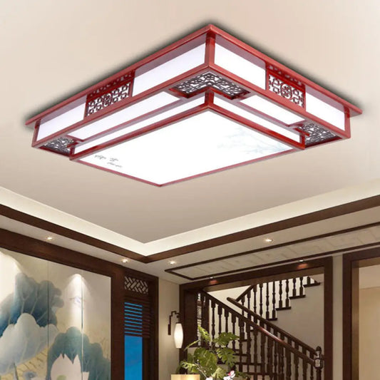 DecorBites™ DecorBites™ Dark Red LED Flush Mount Ceiling Lamp with Stylish Floral Design for Living Room