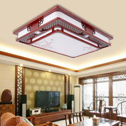 DecorBites™ DecorBites™ Dark Red LED Flush Mount Ceiling Lamp with Stylish Floral Design for Living Room