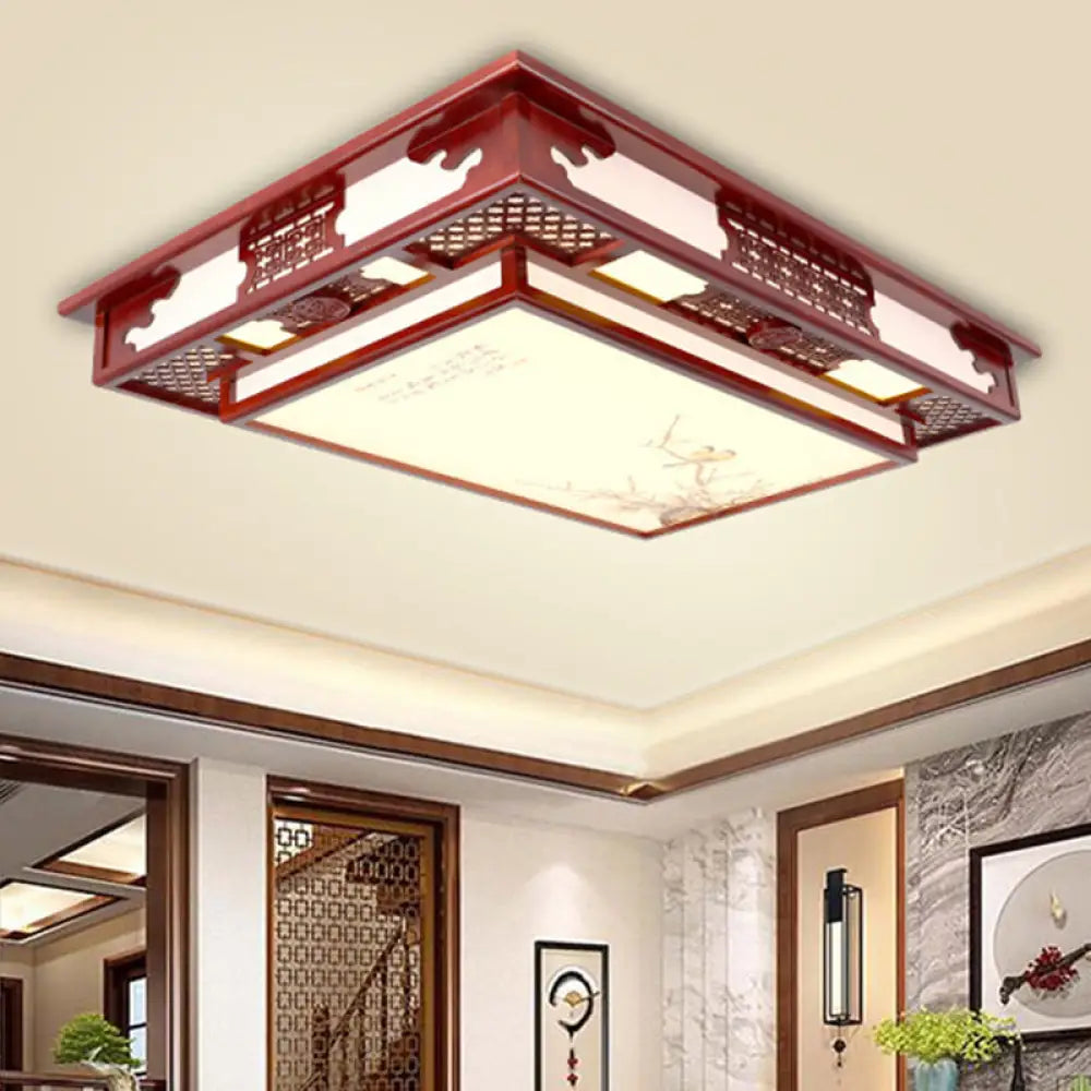 DecorBites™ DecorBites™ Dark Red LED Flush Mount Ceiling Lamp with Stylish Floral Design for Living Room