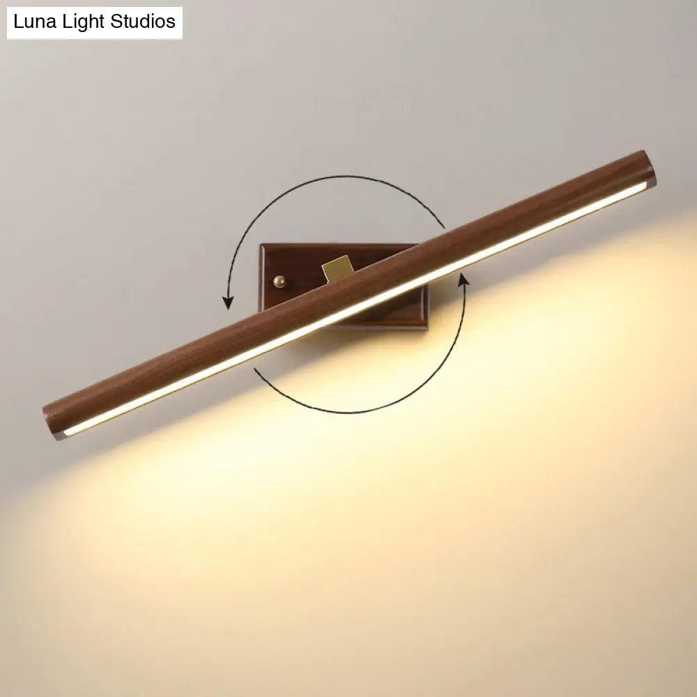 DecorBites™ Dark Wood Nordic Linear Wall Sconce Bathroom LED Light with Acrylic Shade