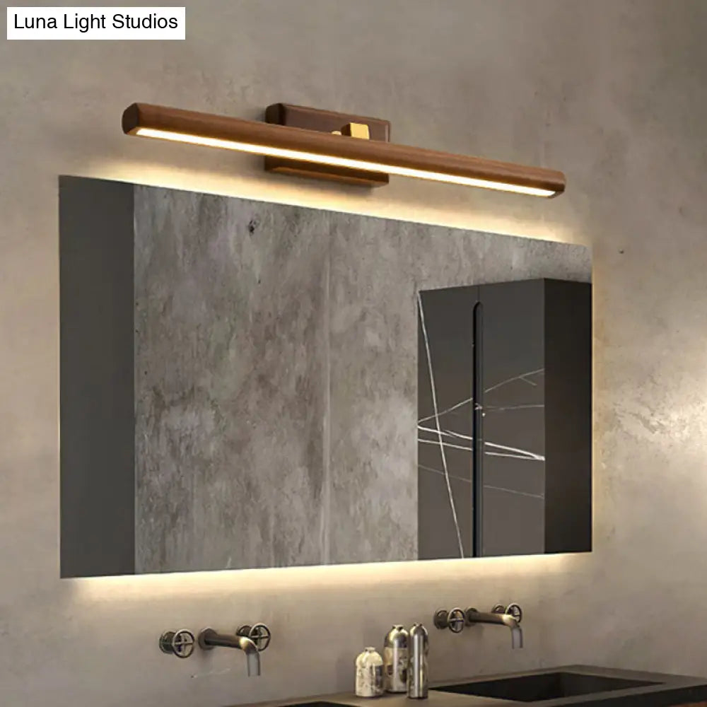 DecorBites™ Dark Wood Nordic Linear Wall Sconce Bathroom LED Light with Acrylic Shade