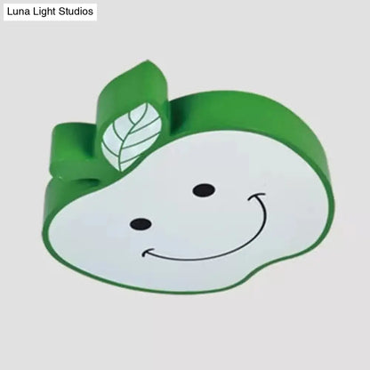 DecorBites™ DecorBites™ Darling Smiling Apple Ceiling Light for Child's Bedroom - Acrylic Metal Flush Mount