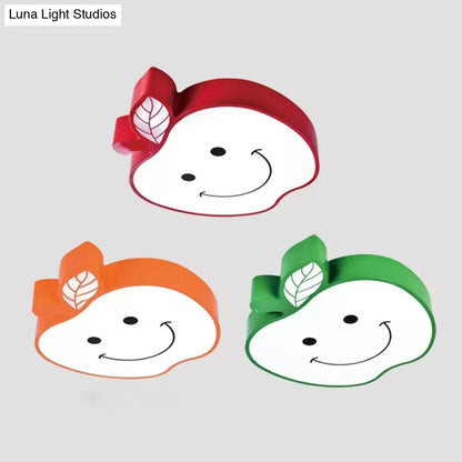 DecorBites™ DecorBites™ Darling Smiling Apple Ceiling Light for Child's Bedroom - Acrylic Metal Flush Mount