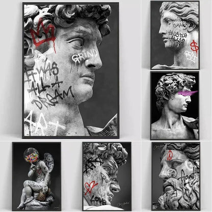 David Graffiti Art Canvas Print for Room Decor