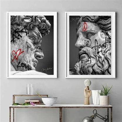 David Graffiti Art Canvas Print for Room Decor