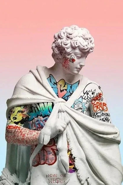 David Graffiti Art Canvas Print for Room Decor - black / 20x30cm No Frame