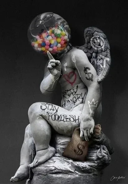 David Graffiti Art Canvas Print for Room Decor - Burgundy / 20x30cm No Frame