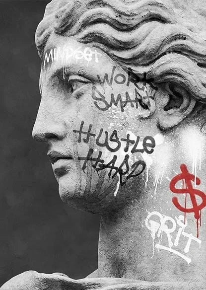 David Graffiti Art Canvas Print for Room Decor - Yellow / 20x30cm No Frame