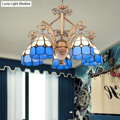 DecorBites™ Dazzling Baroque Chandelier in Blue with Cut Glass Pendants - Available in 5, 9 or 11 Lights, 3 Sizes